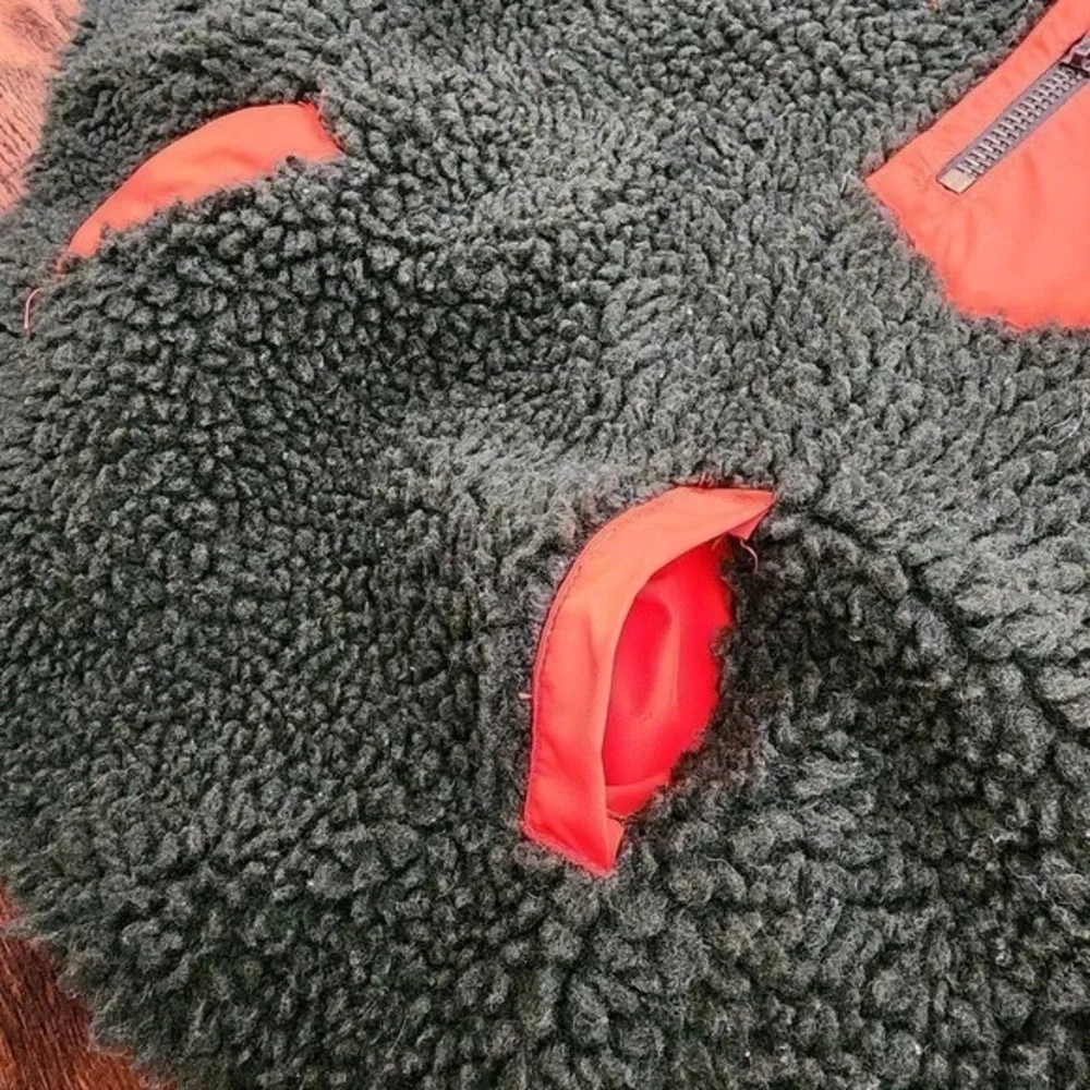 Lucy & Co Reversible Dog Vest Large Orange Camping Print Sherpa Warm Cozy